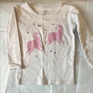 Carter's Gray and Pink Llama Long Sleeve Tee